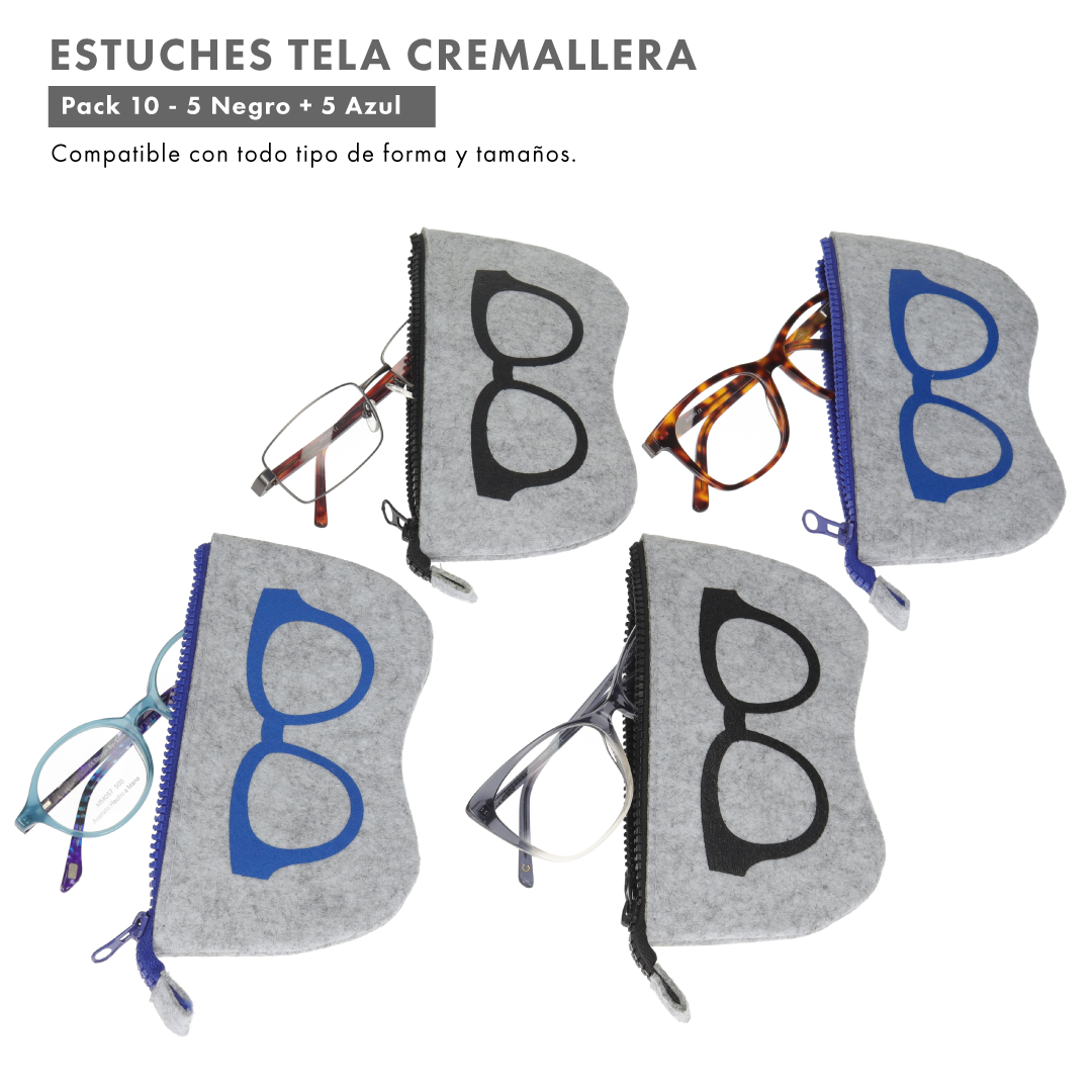 ESTUCHE  TELA CREMALLERA NEGRO/AZUL 10uds