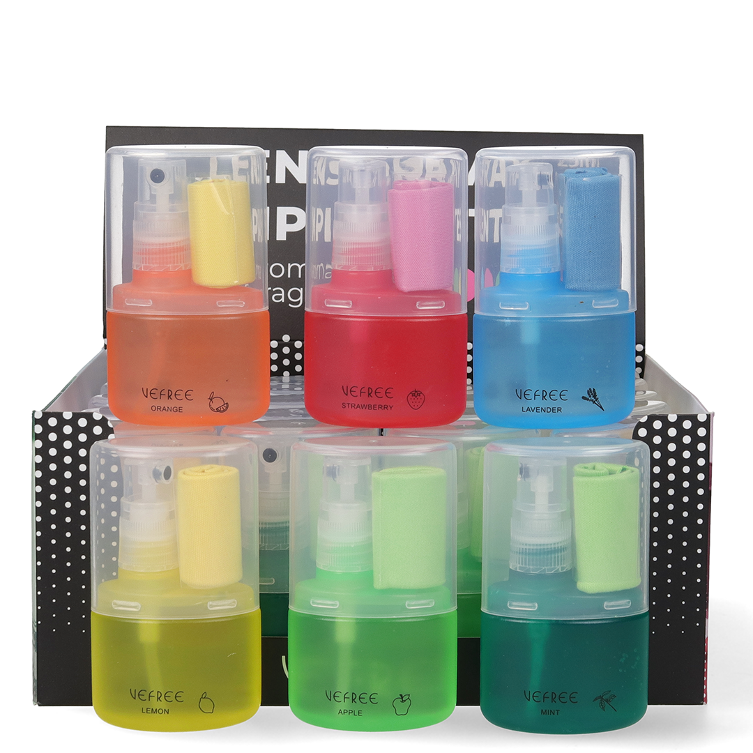 EXPOSITOR SPRAY LIMPIA GAFAS VEFREE AROMAS  25ml 24uds
