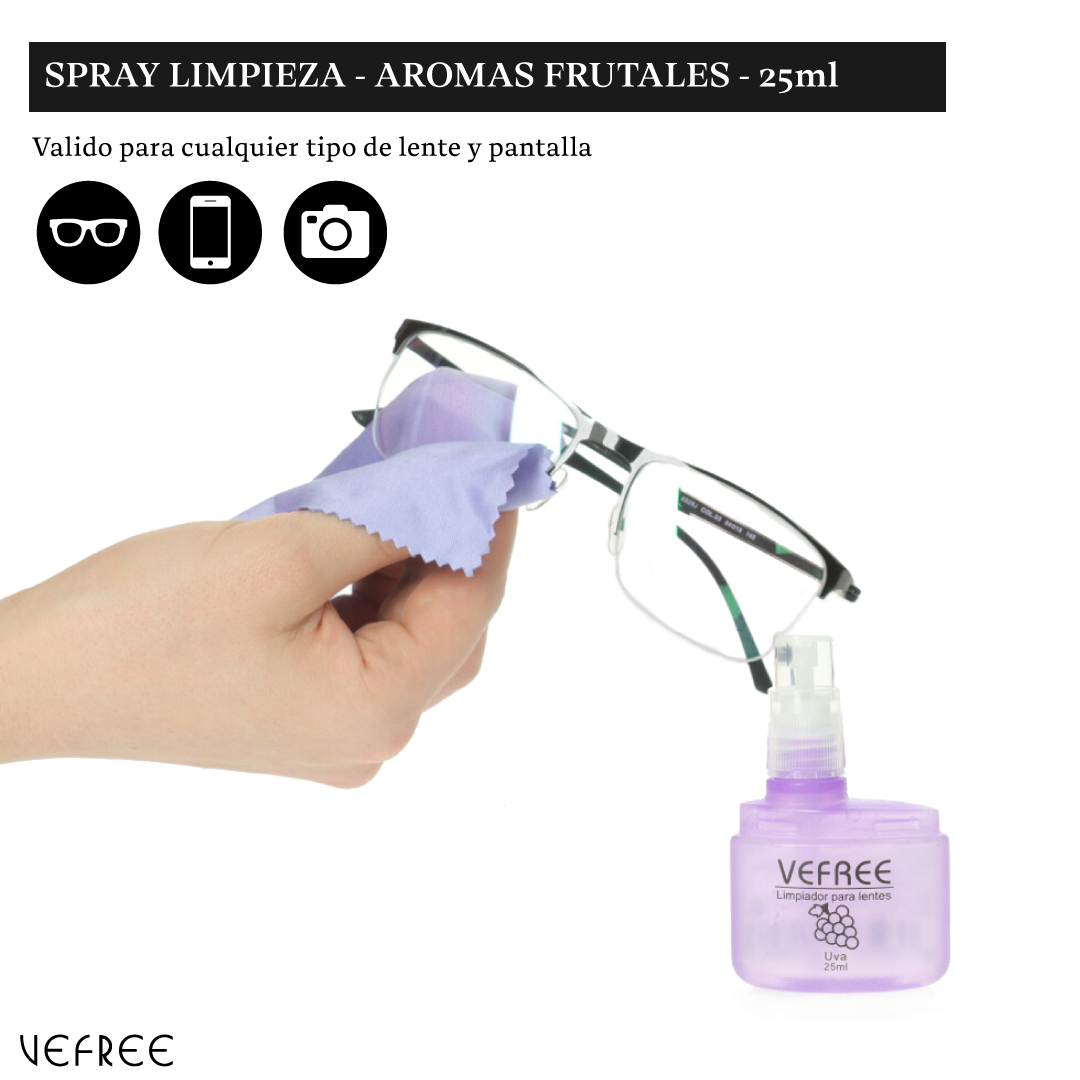 EXPOSITOR SPRAY LIMPIA GAFAS VEFREE AROMAS 25ml 24uds