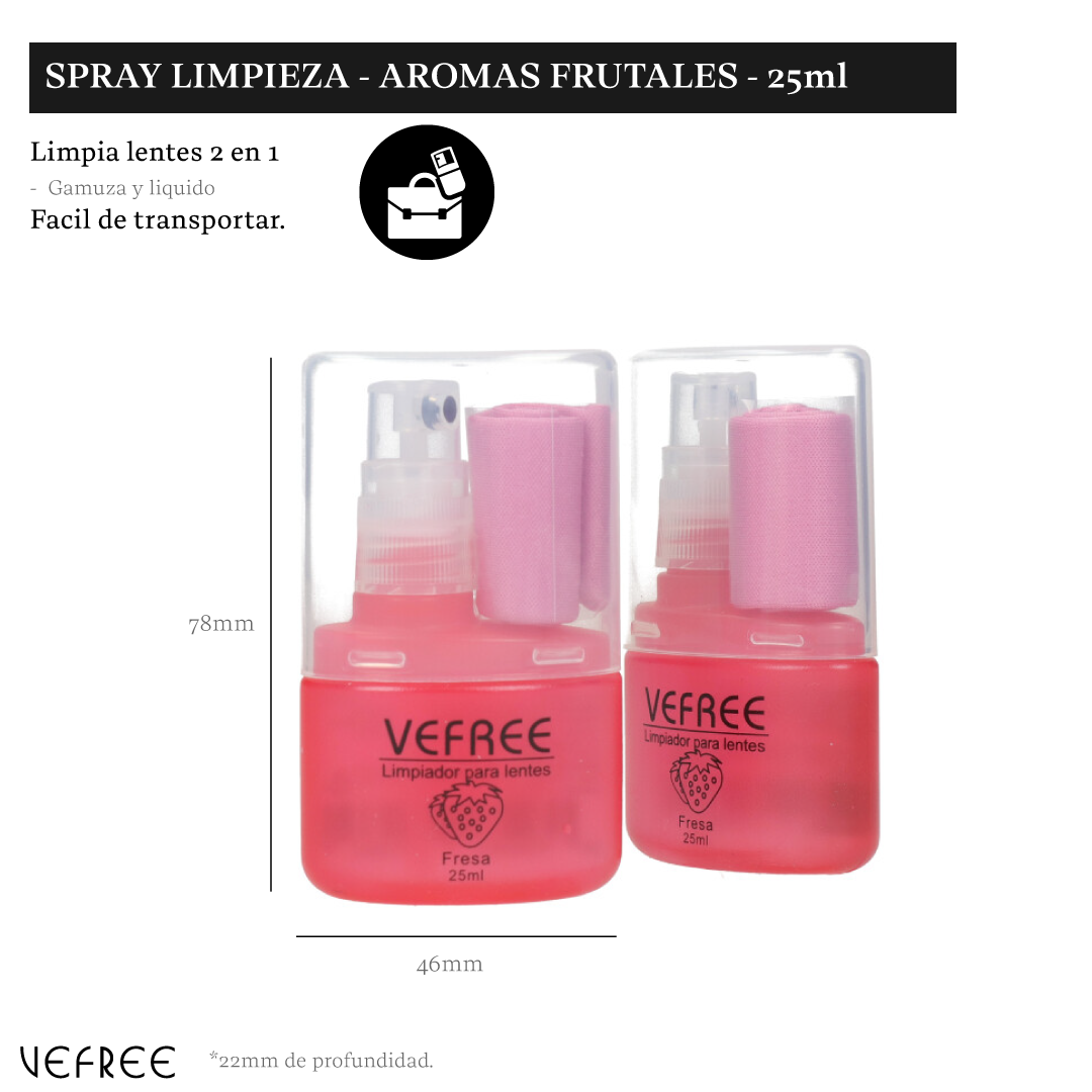 EXPOSITOR SPRAY LIMPIA GAFAS VEFREE AROMAS 25ml 24uds