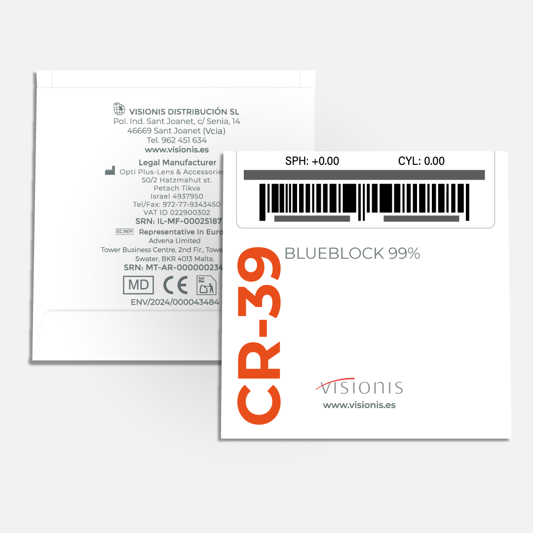 TALCO CR-39 UNIFORME NARANJA BLUEBLOCK 99%  BASE 4 2uds