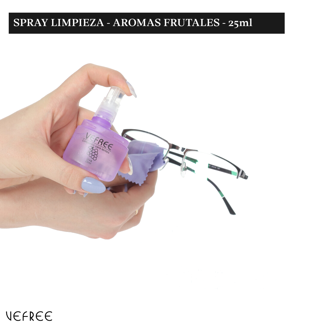 EXPOSITOR SPRAY LIMPIA GAFAS VEFREE AROMAS SURTIDO 25ml 24uds
