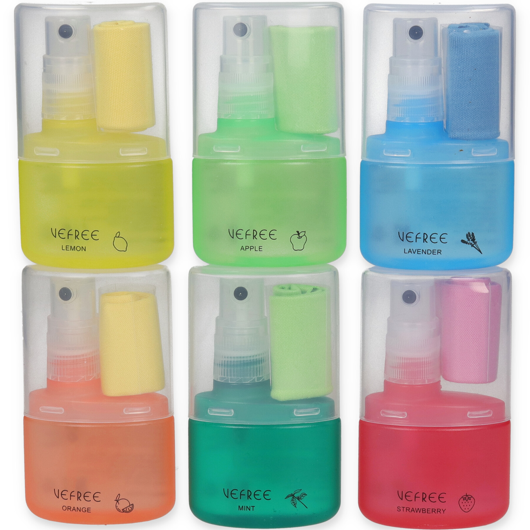 EXPOSITOR SPRAY LIMPIA GAFAS VEFREE AROMAS SURTIDO 25ml 24uds
