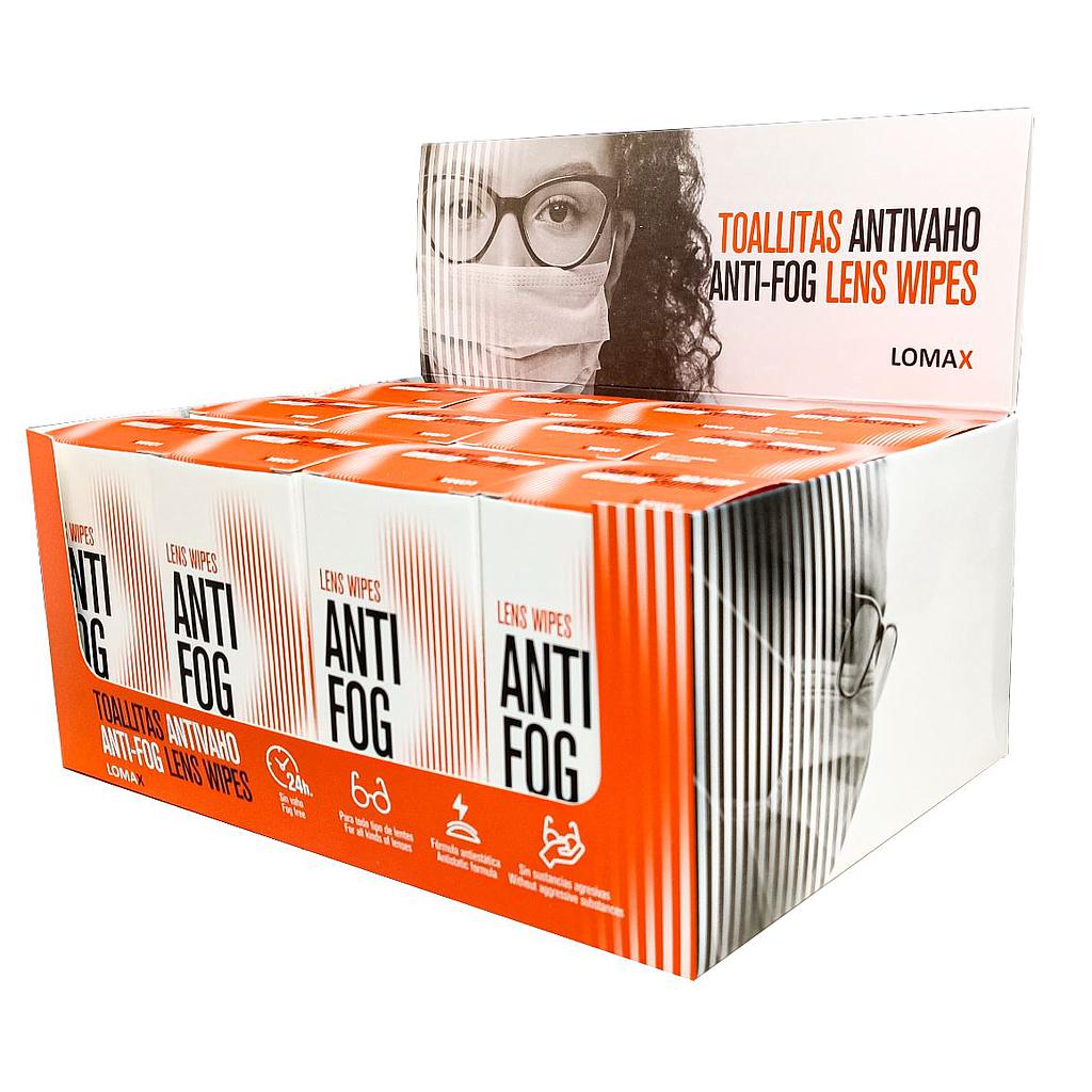 -EXPOSITOR LOMAX TOALLITAS LIMPIALENTES CON EFECTO ANTIVAHO 12 CAJAS